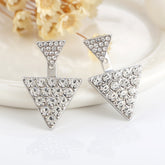 Geo Triangle Rhinestone Jacket Earrings